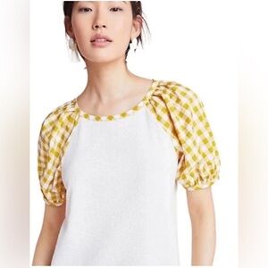 Anthropologie Sunday In Brooklyn White And Yellow Gingham Blair Top Small (#2)